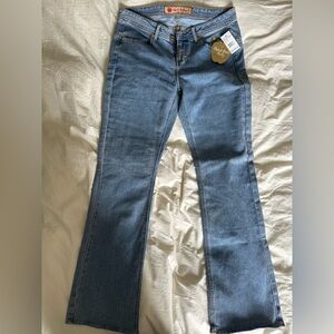 Apple Bottoms Women's Wide Leg Jeans in Medium Blue Denim
